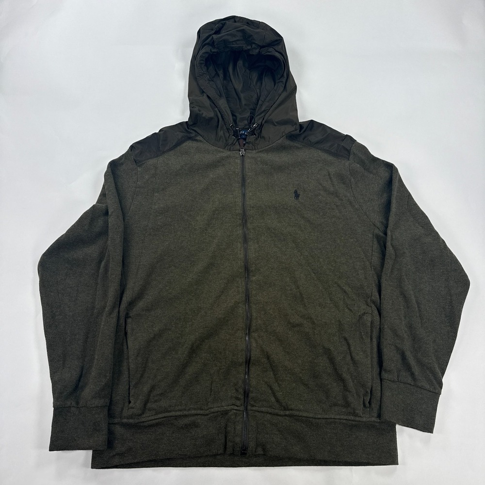 Polo Ralph Lauren Estate Rib Hybrid Full Zip Hoodie Mens XL Olive Green Jacket